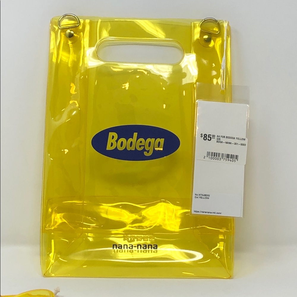 Bodega Clear Yellow Nana-Nana Hand Bag W/ Detachable 40inch Strap - 12x8